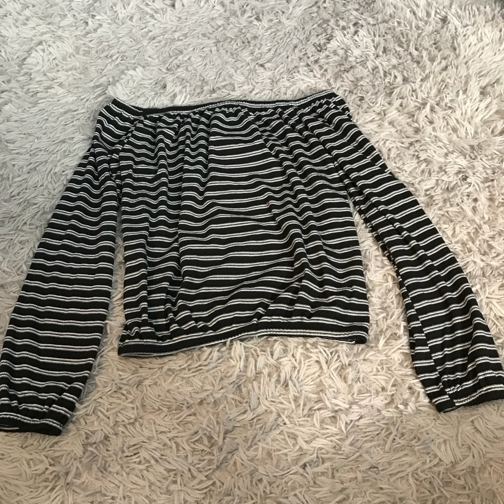 Off the shoulder striped shirt